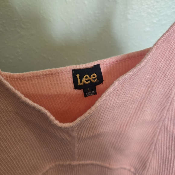 Lee Pink Tie-Shoulder Ribbed Tank - Picture 2 of 4